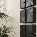 Rustic Charred Black Wood Art Panels – Decorative Wall Hanging for Modern Interiors