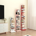 Modern Floating Metal Bookshelf - 5, 6, 8, and 9 Tier Vertical Storage | Space-Saving Metal Bookcase for Home & Office