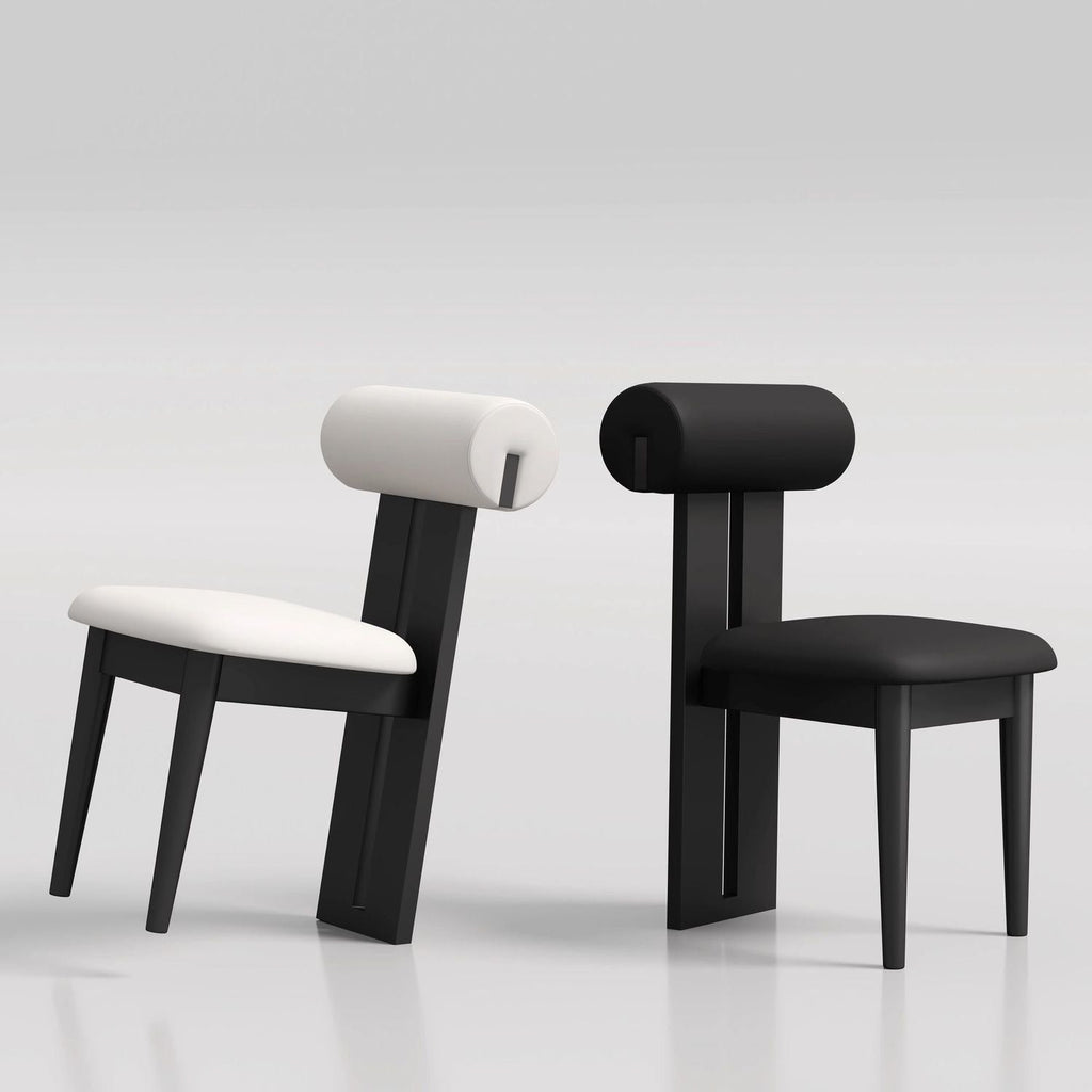 Modern Curved Back Plush Upholstery with Wood Base Chair