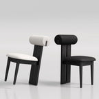 Modern Curved Back Plush Upholstery with Wood Base Chair