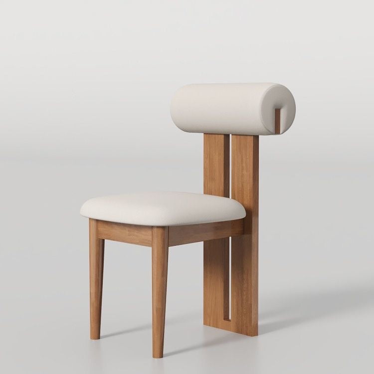 Modern Curved Back Plush Upholstery with Wood Base Chair