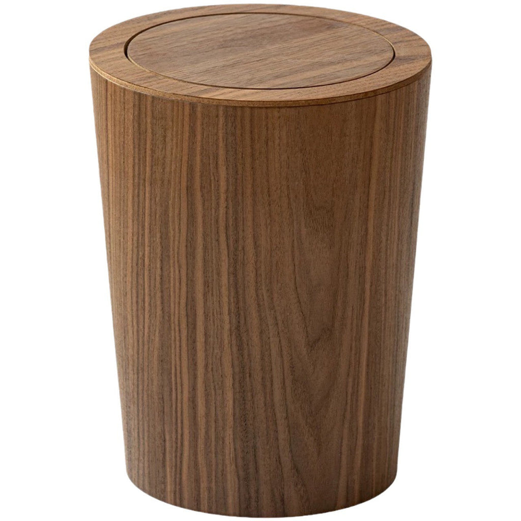 Wooden-Style Trash Bin with Optional Rotating Lid – Modern & Functional Design