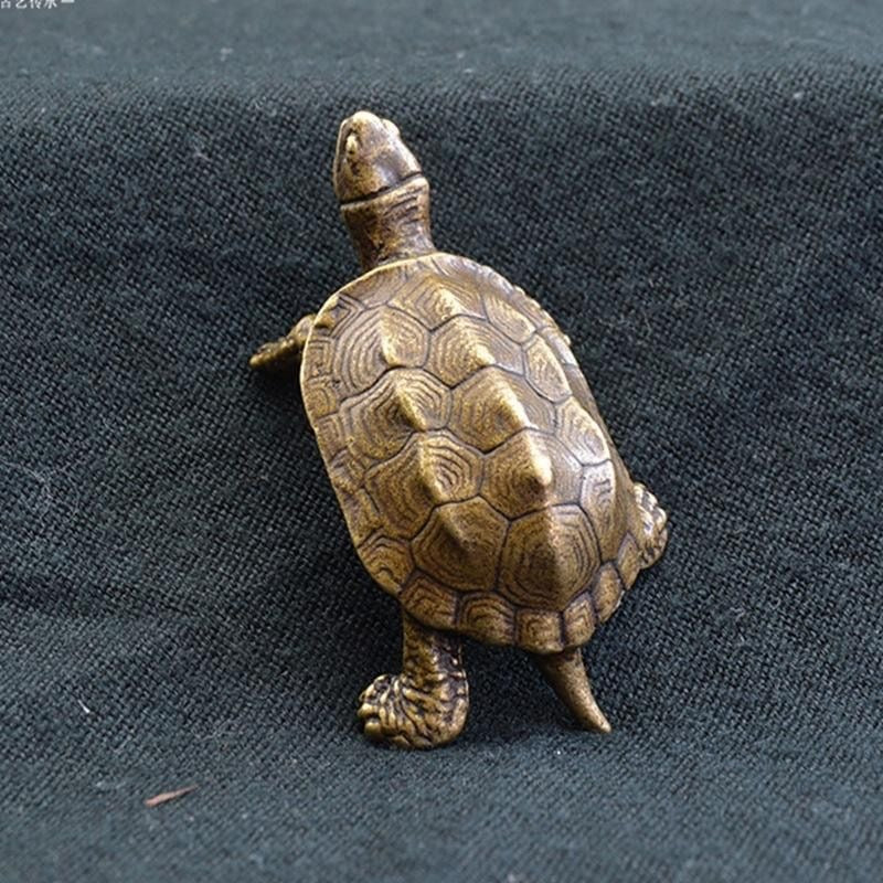 Mini Brass Turtle Figurine – Symbol of Longevity & Good Fortune