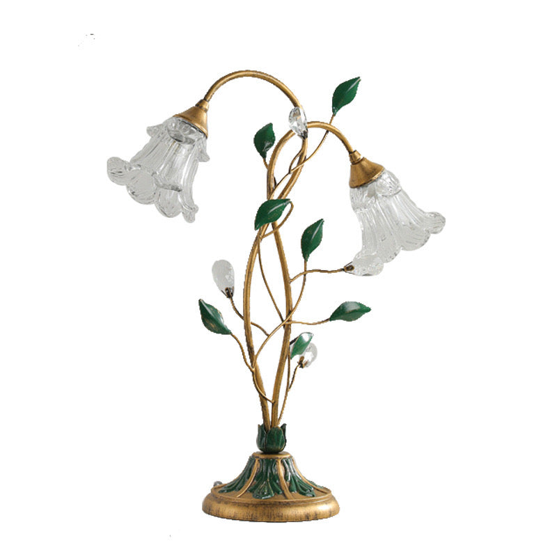 Vintage Flower Table Lamp – Dual Head Glass Blossom Desk Light