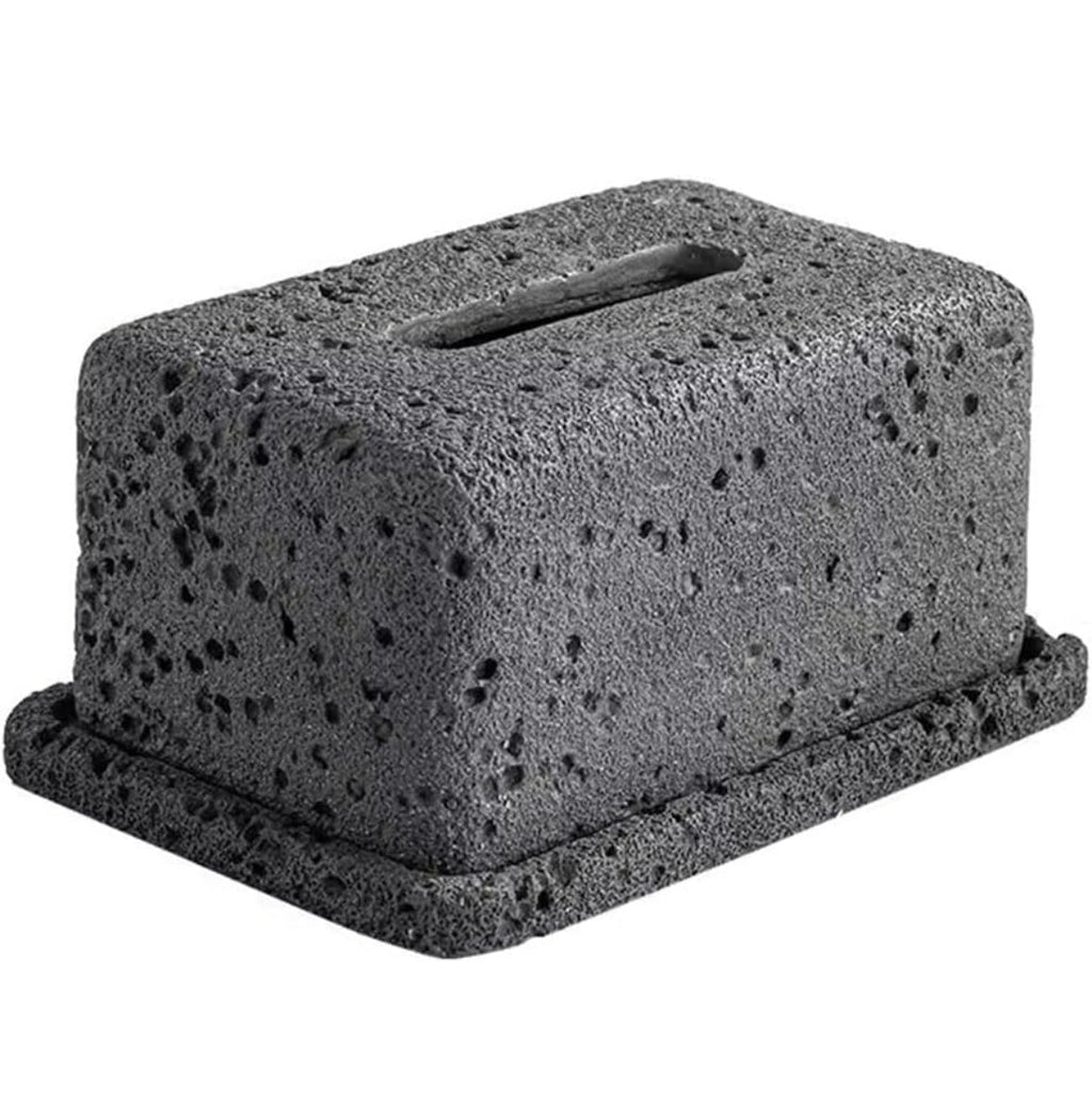 Modern Lava Stone Tissue Box Cover - Unique Volcanic Rock Design for Stylish Home Decor