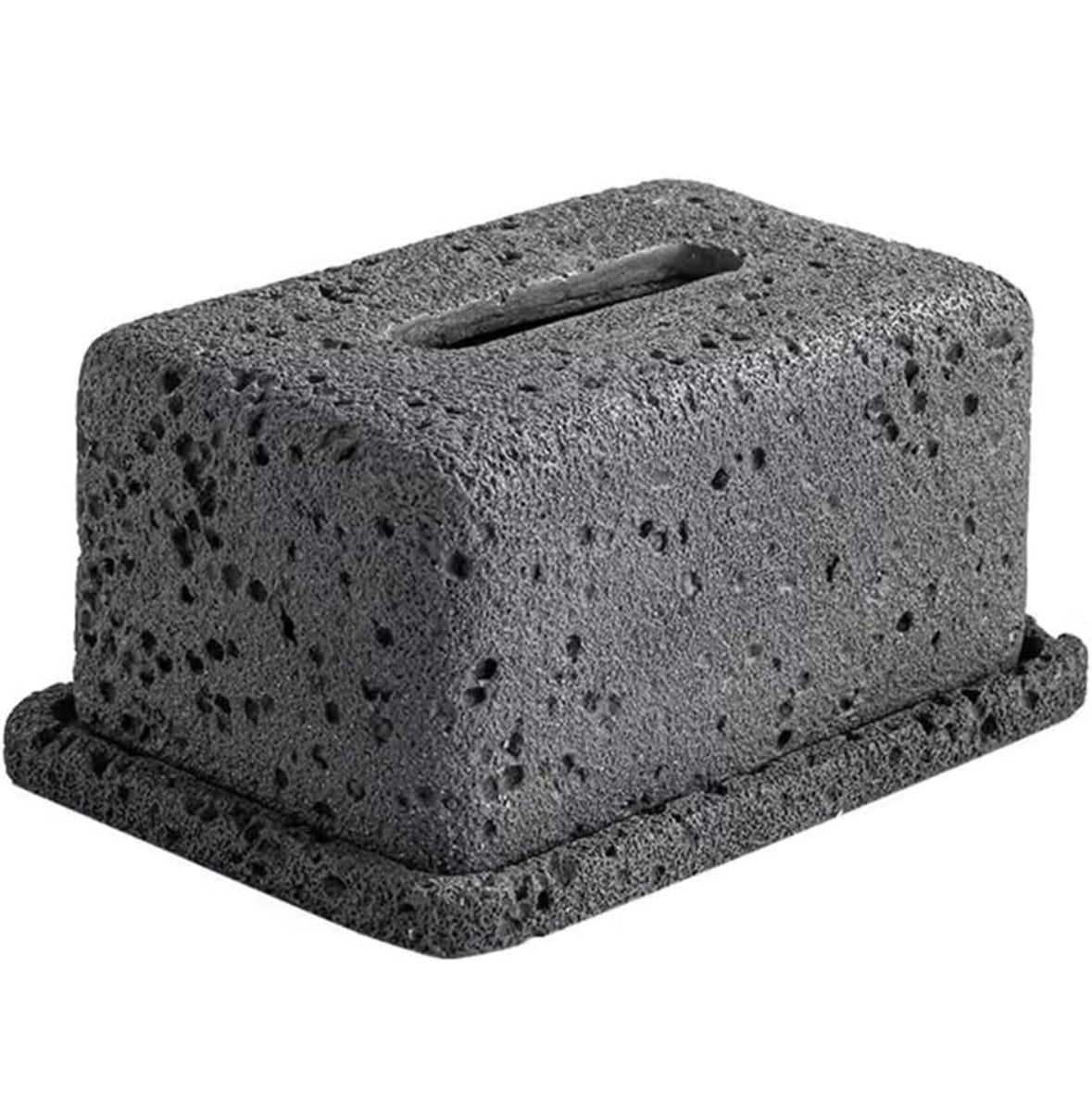 Modern Lava Stone Tissue Box Cover - Unique Volcanic Rock Design for Stylish Home Decor