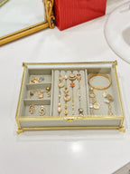 Crystal Sparkle Glass Jewelry Storage Box Desktop Organizer