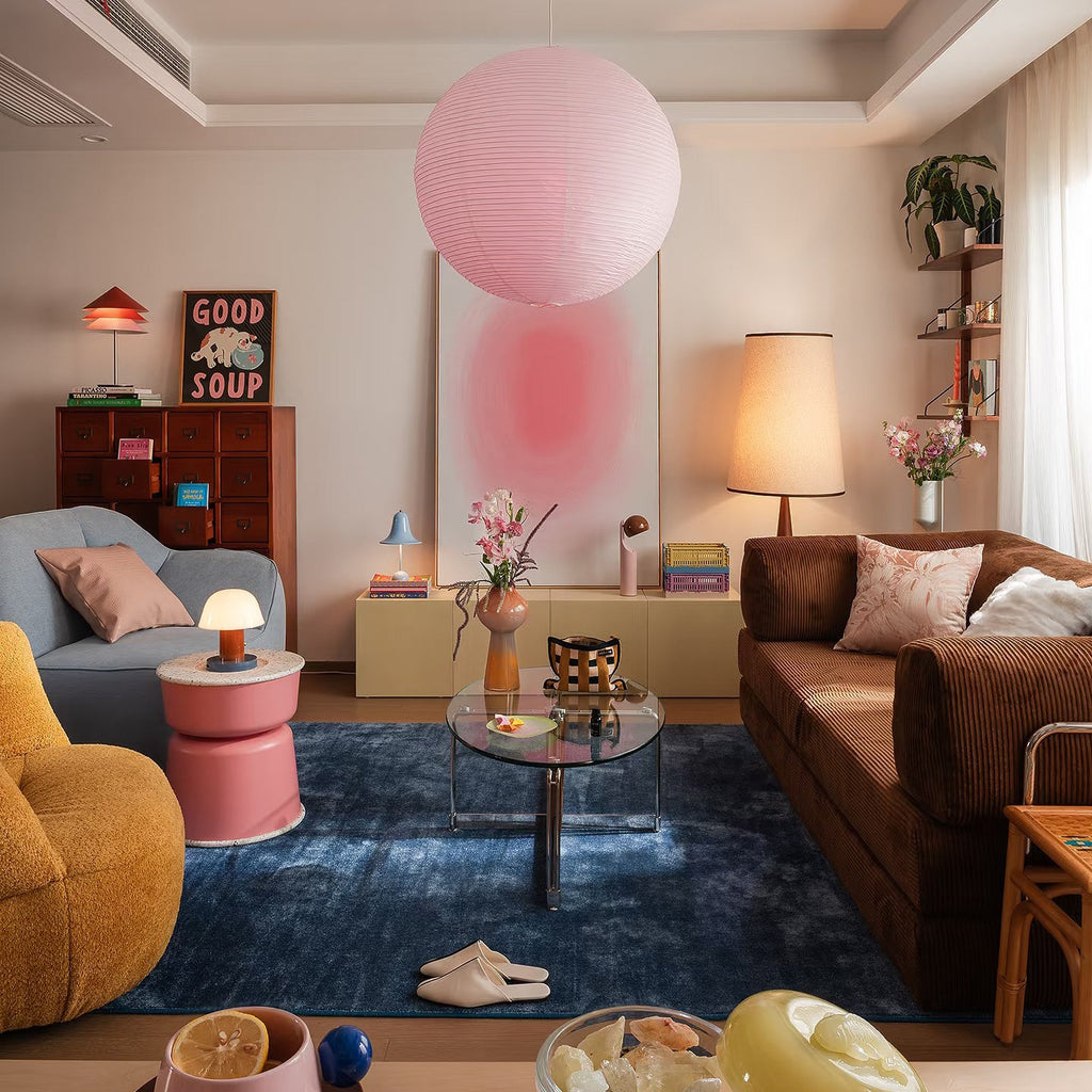 Modern Sculptural Wood Floor Lamp with Tall Linen Shade – Ambient Lighting for Living Room & Bedroom