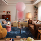 Modern Sculptural Wood Floor Lamp with Tall Linen Shade – Ambient Lighting for Living Room & Bedroom