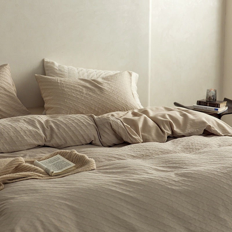 Soft Washed Cotton 4-Piece Bedding Set – Minimalist Solid Color