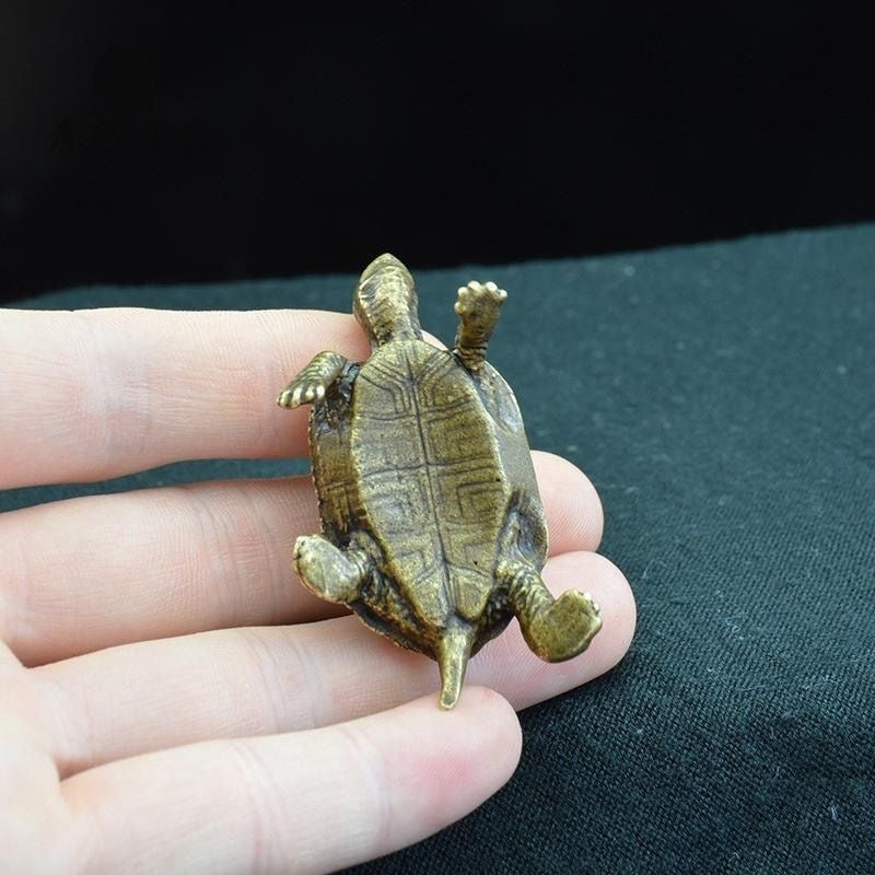 Mini Brass Turtle Figurine – Symbol of Longevity & Good Fortune