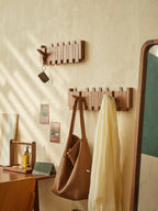 Modern Wooden Wall Hook Rack – Foldable, Space-Saving Coat Rack for Entryway, Bathroom, and Bedroom
