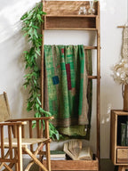 Rustic Wooden Ladder Shelf with Hanging Rack