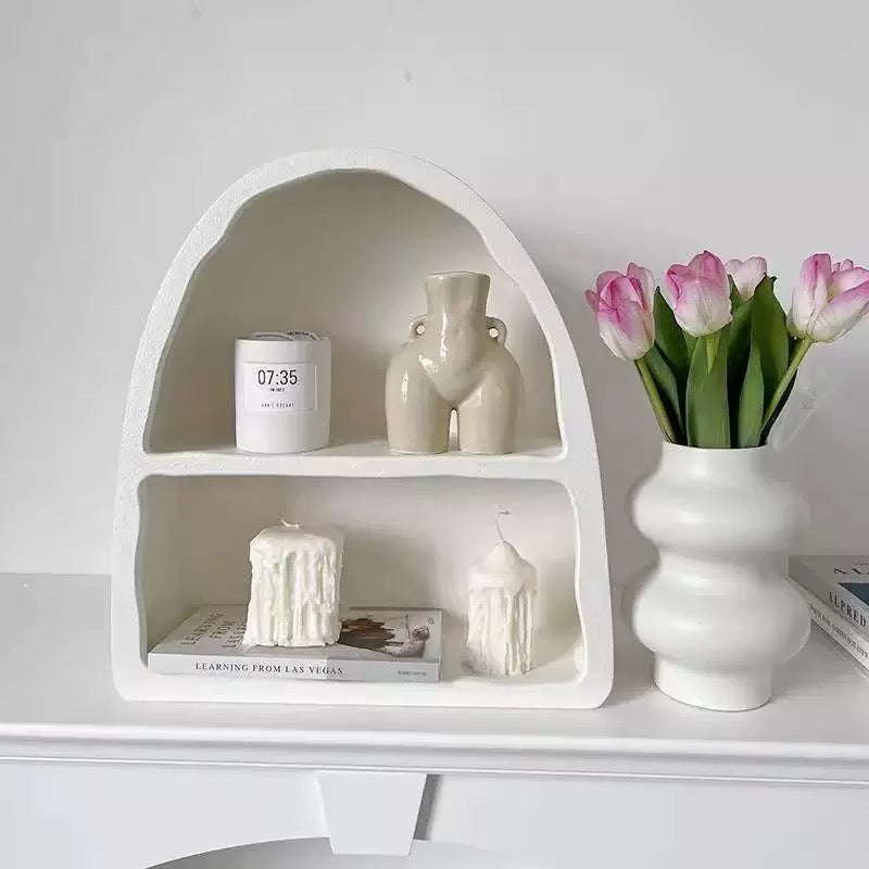 Dome Floating White Wall Mounted Shelves Textured Finished