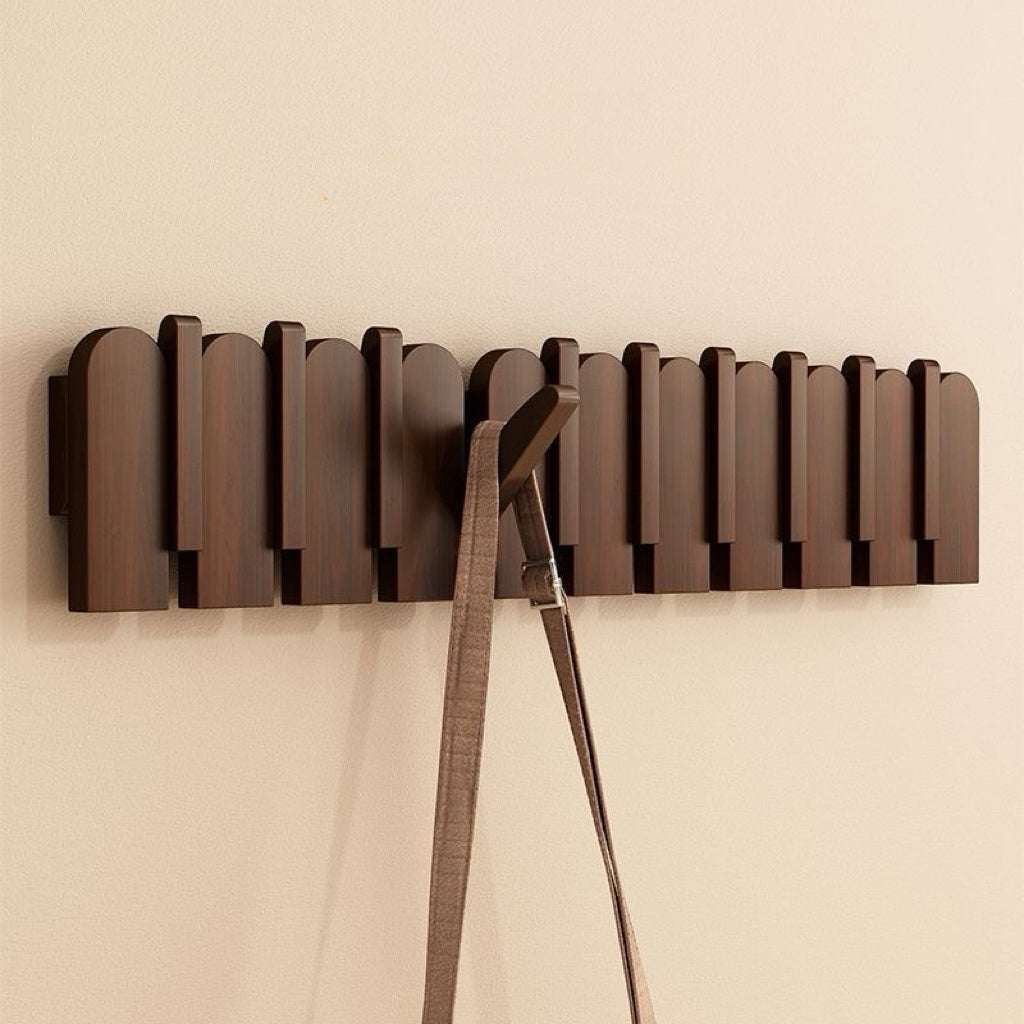 Modern Folding Wooden Wall Hook Rack (3–10 Hooks)