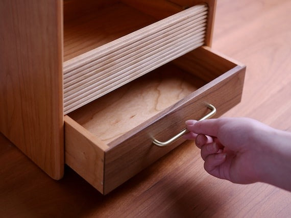 Modern Wood Makeup Organizer – 3-Layer Vanity Storage Box with Drawer