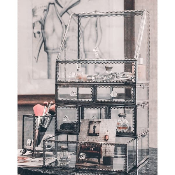 Elegant Glass Vanity  Organizer – Multi-Purpose Glass Storage Tower 7 Drawers