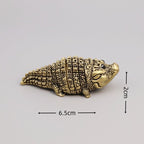 Miniature Brass Crocodile Figurine – Symbol of Power & Resilience, Antique Style Desk Decor
