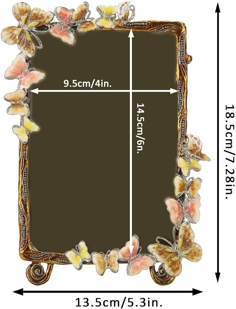 Vintage Butterfly Enamel Picture Frame – 4x6 5x7