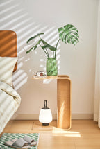 C-Shaped Convertible Wood Side Table With Storage