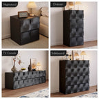 Modern Textured Wood Storage Cabinet