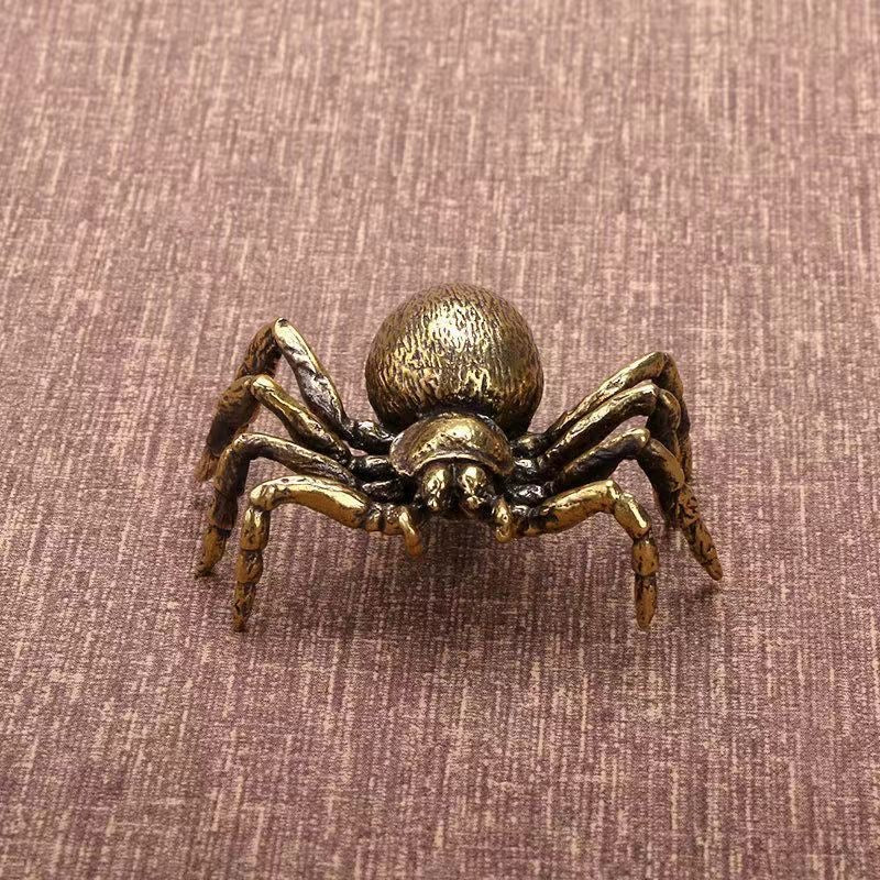 Mini Brass Spider Figurine – Collectible Desk Accent & Paperweight
