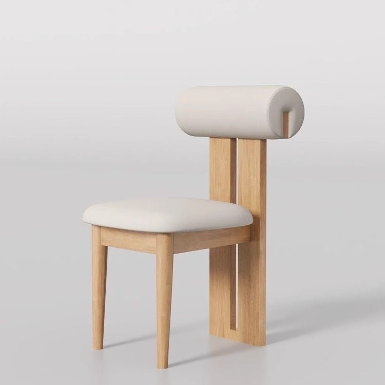 Modern Curved Back Plush Upholstery with Wood Base Chair