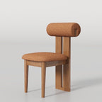 Modern Curved Back Plush Upholstery with Wood Base Chair