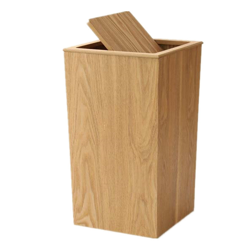 Wooden-Style Trash Bin with Optional Rotating Lid – Modern & Functional Design