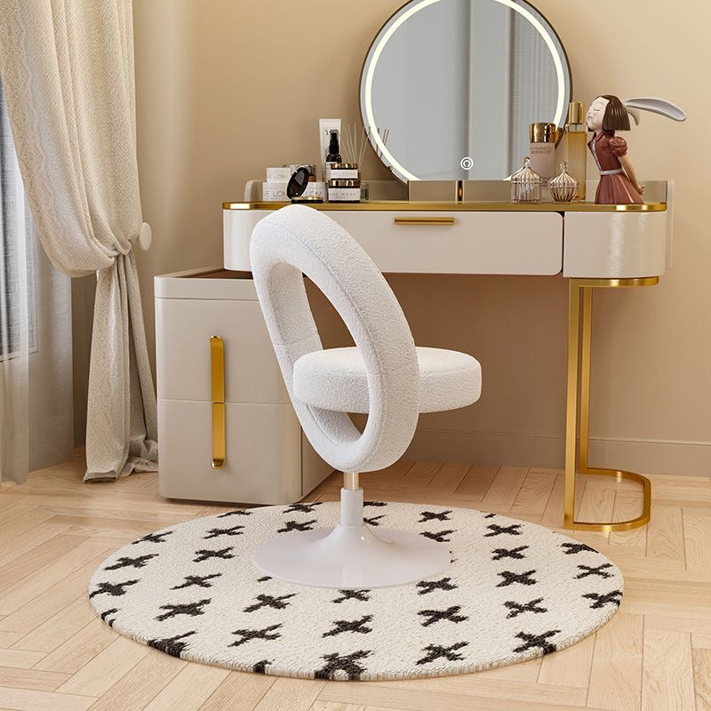 Modern Boucle Swivel Vanity Chair – Donut Accent Chair with 360° Rotation