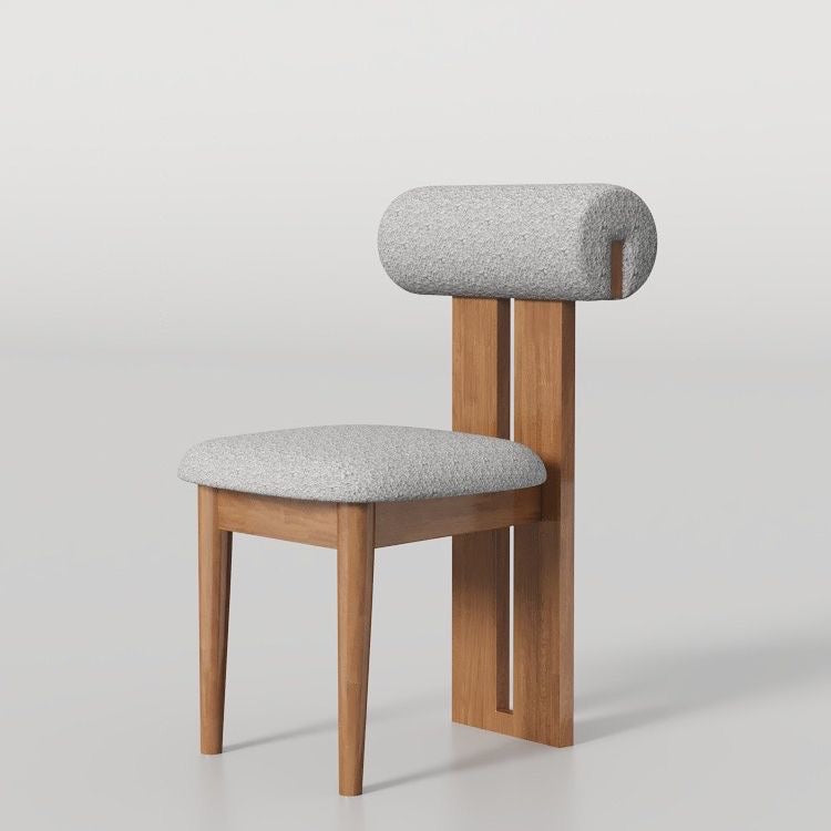 Modern Curved Back Plush Upholstery with Wood Base Chair