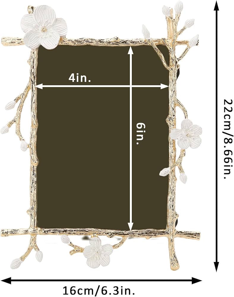 Floral Metal Picture Frame – Elegant 4x6 & 5x7 Sizes