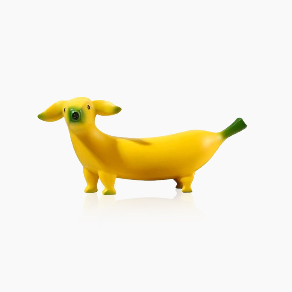 Banana Dog Resin Statue – Whimsical Dachshund Fruit Sculpture for Home, Garden, or Office Decor