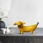 Banana Dog Resin Statue – Whimsical Dachshund Fruit Sculpture for Home, Garden, or Office Decor