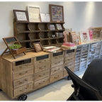 Vintage Wooden Wall Cubby Shelf Organizer – Rustic Display & Storage