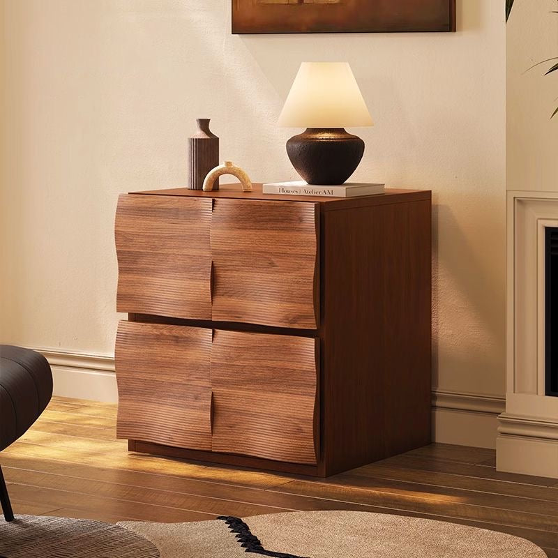 Modern Textured Wood Storage Cabinet