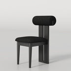 Modern Curved Back Plush Upholstery with Wood Base Chair