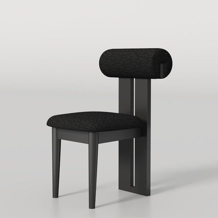 Modern Curved Back Plush Upholstery with Wood Base Chair