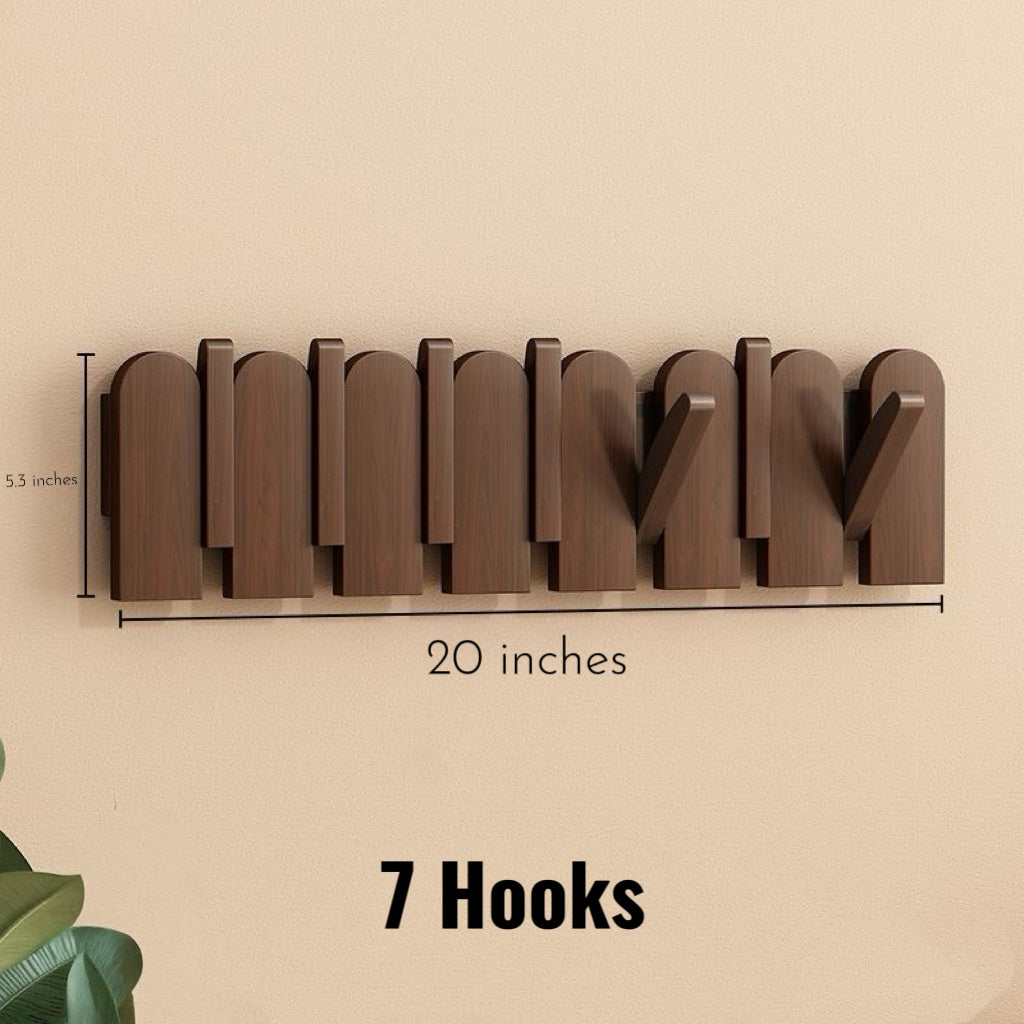 Modern Folding Wooden Wall Hook Rack (3–10 Hooks)