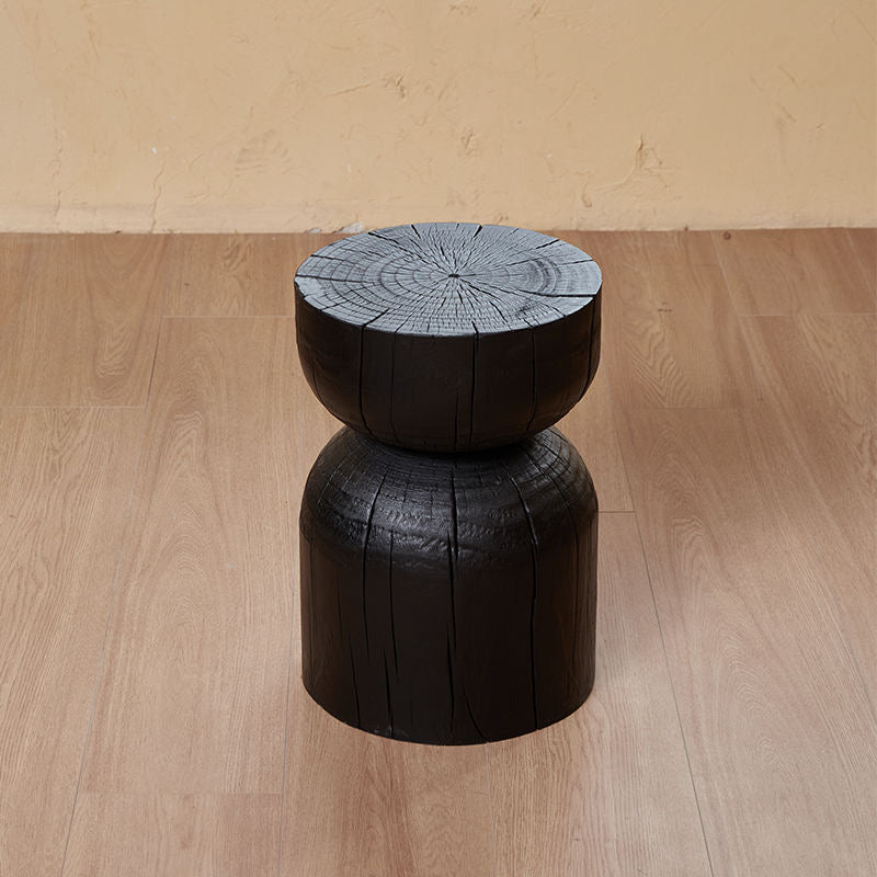Sculptural Charred Wood Coffee Tables & Stools – Sustainable Café Decor
