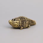 Miniature Brass Crocodile Figurine – Symbol of Power & Resilience, Antique Style Desk Decor