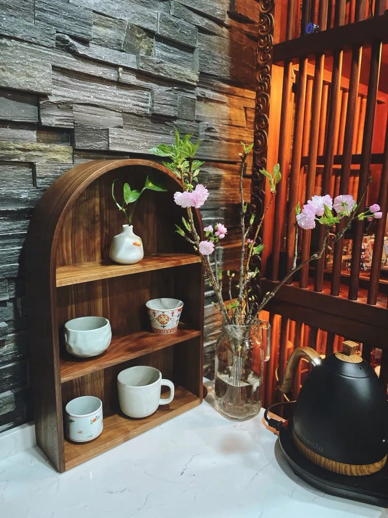 Arched Wooden Wall Shelf – Modern Minimalist Display Bookshelf