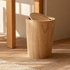 Wooden-Style Trash Bin with Optional Rotating Lid – Modern & Functional Design