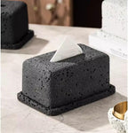 Modern Lava Stone Tissue Box Cover - Unique Volcanic Rock Design for Stylish Home Decor