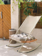 Modern Minimalist Rocking Lounge Chair – Foldable & Cushioned Relaxation Armchair for Living Room or Reading Nook