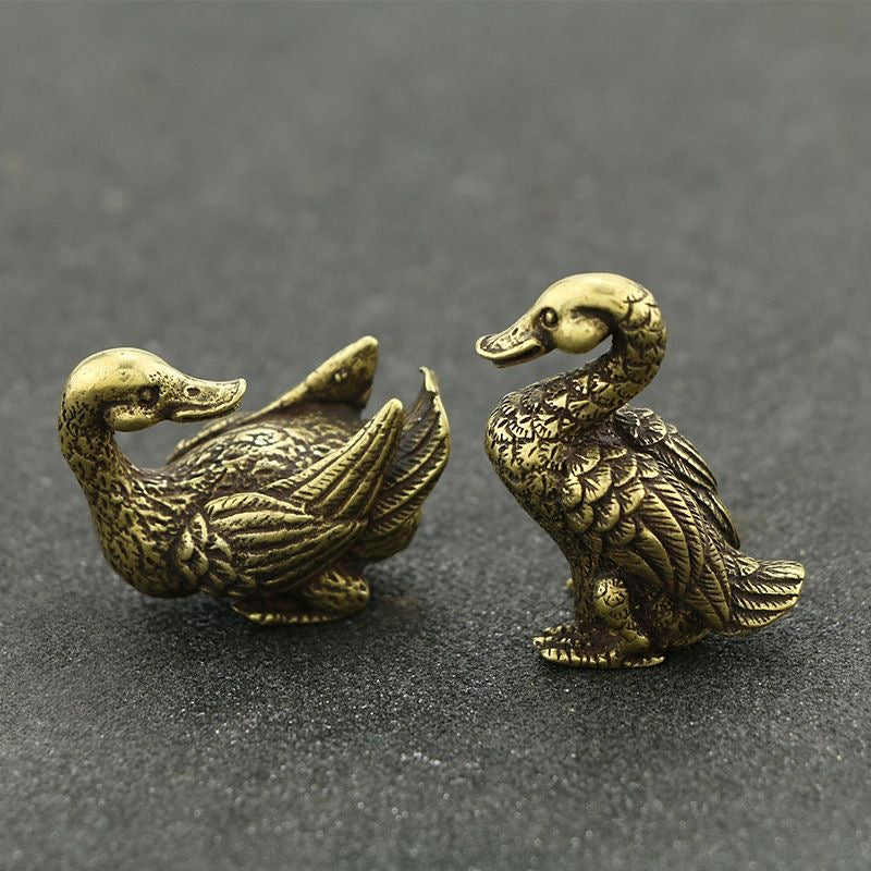 Mini Brass Duck Figurines – Pair of Collectible Desk Ornaments