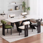 Modern Curved Back Plush Upholstery with Wood Base Chair