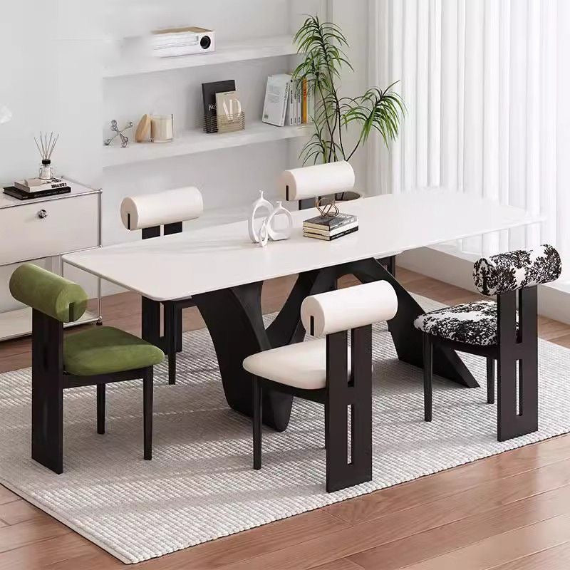 Modern Curved Back Plush Upholstery with Wood Base Chair