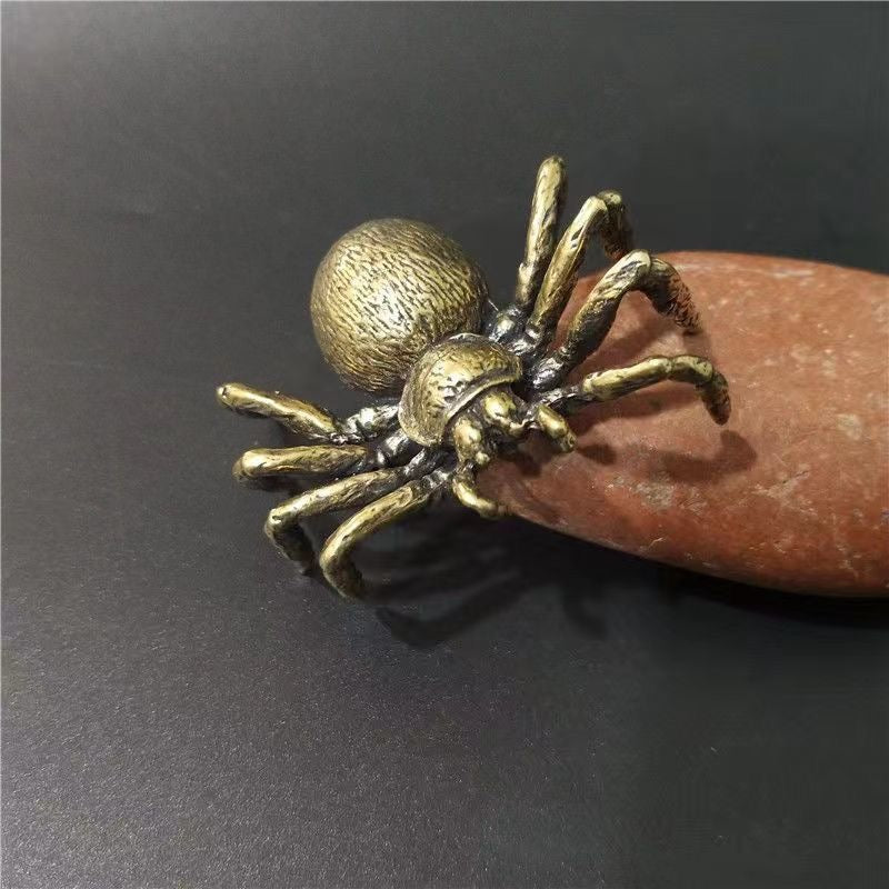 Mini Brass Spider Figurine – Collectible Desk Accent & Paperweight