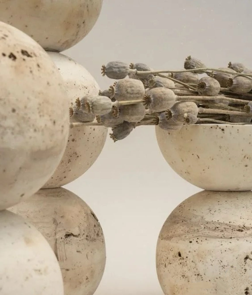 Minimalist Travertine Incense Bowl – Sculptural Stone Decor